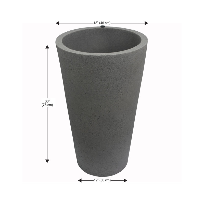 Crete Self-Watering Planter, Tall, 30" H x 18" W x 18" D, Gray