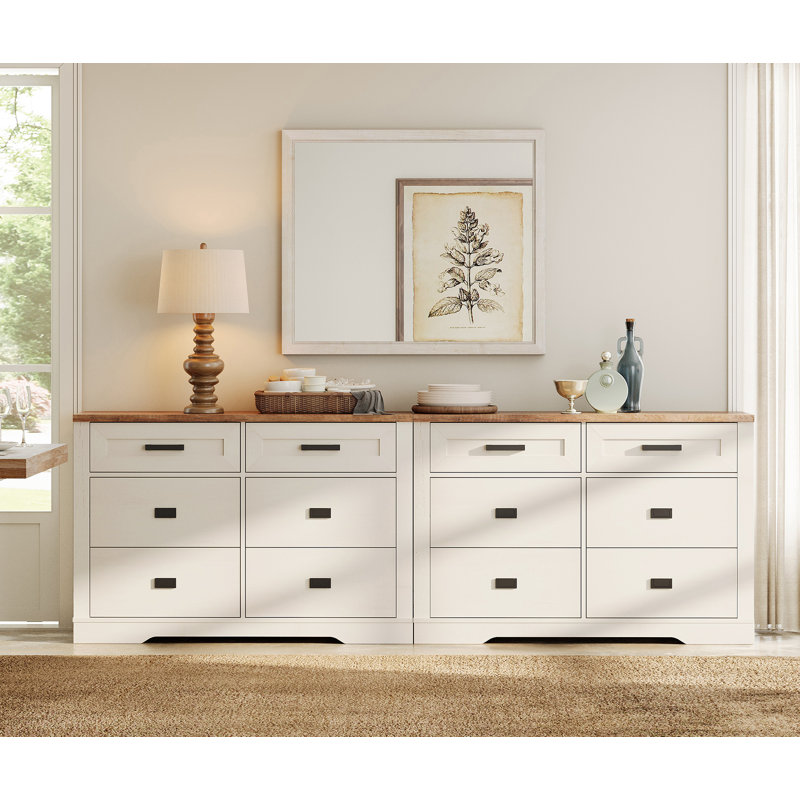 Laziza Wide Dresser for Bedroom with 12 Drawers, White