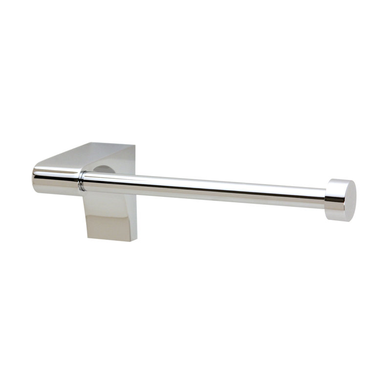 Luna 4.88" Single Post Tissue Wall Mounted Towel Bar, Left Hand, Polished Chrome