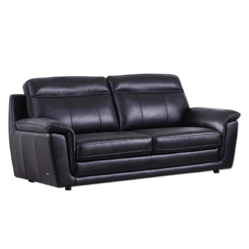 Owen Upholstered 87'' Sofa, Black Leather Match