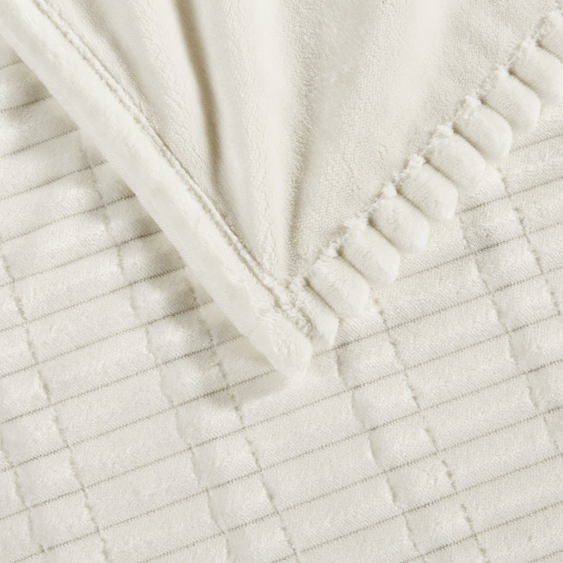 Couverture chauffante à cordon ivoire pelucheux avec 10 réglages de chaleur, Simple, Ivoire