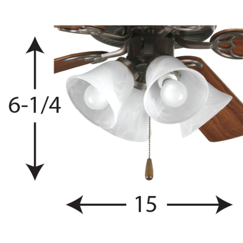 4-Light Universal Ceiling Fan Branched Light Kit, Antique Bronze