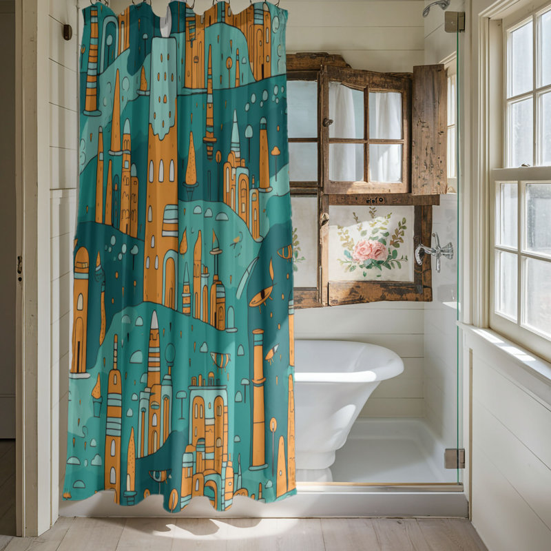 Droll City - Premium Shower Curtain, 74"H x 71"W