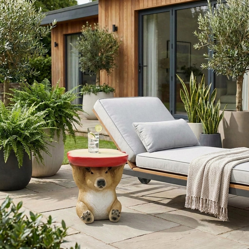 Tabouret avec capybara de 35,5 cm tenant une tranche de pomme, Capybara
