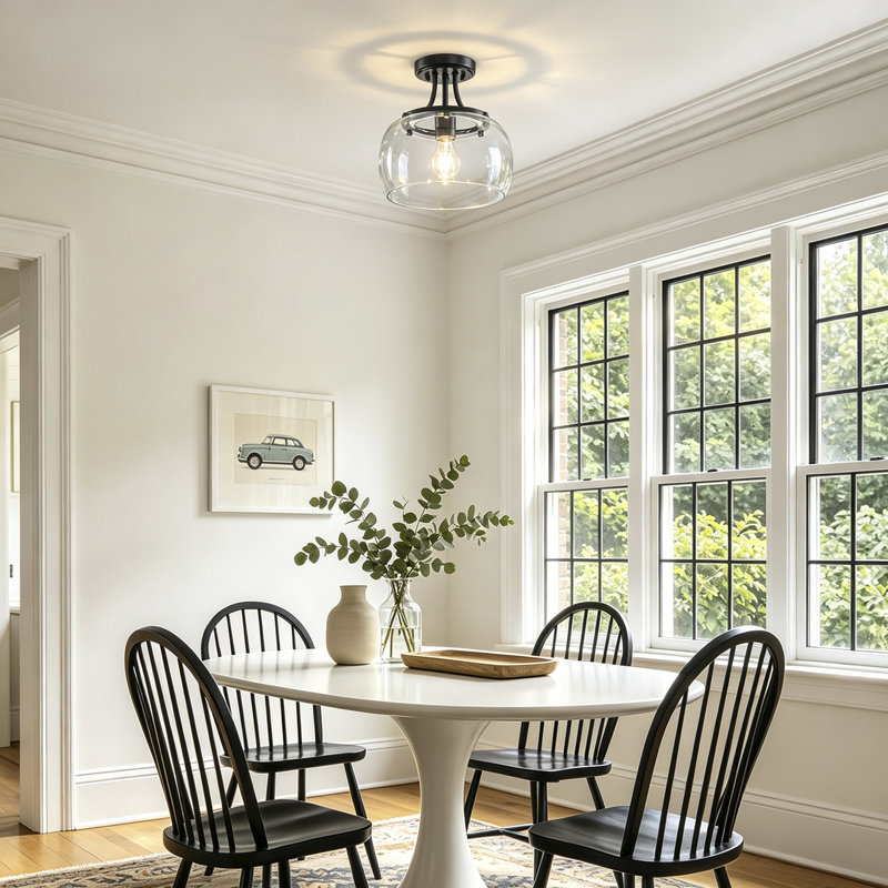 Plafonnier semi-encastré moderne 1 lumière, Black