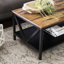 Table basse bicolore à cadre en V avec tablette de rangement inférieure-1767665938-1767665949