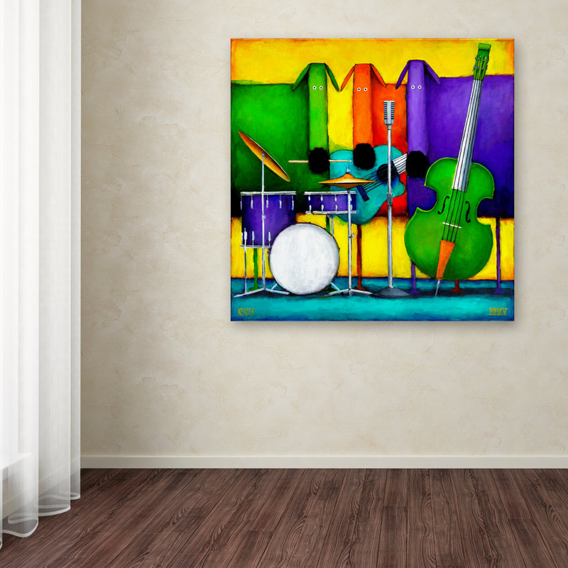 «Jam Dogs» d'Izampo, reproduction sur toile tendue, H 24 po x l 24 po