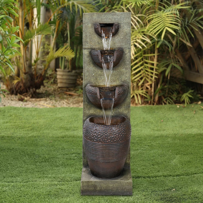 Fontaine de jardin en résine avec lumière Quintessa