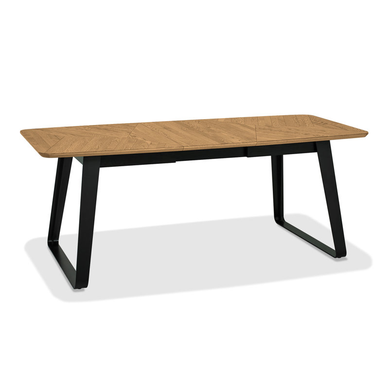 Airius Extendable Metal Base Dining Table, H76 x L160 x W92cm, Oak