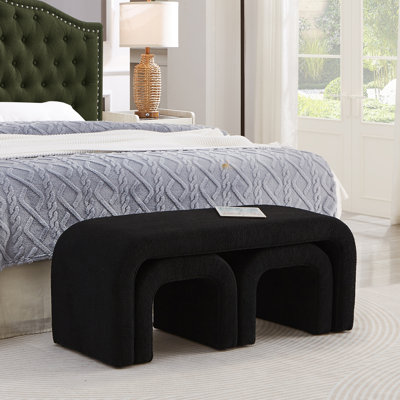 Ensemble de 3 bancs en forme de U avec repose-pieds et banc de rangement pour le vestibule (seulement avec repose-pieds)