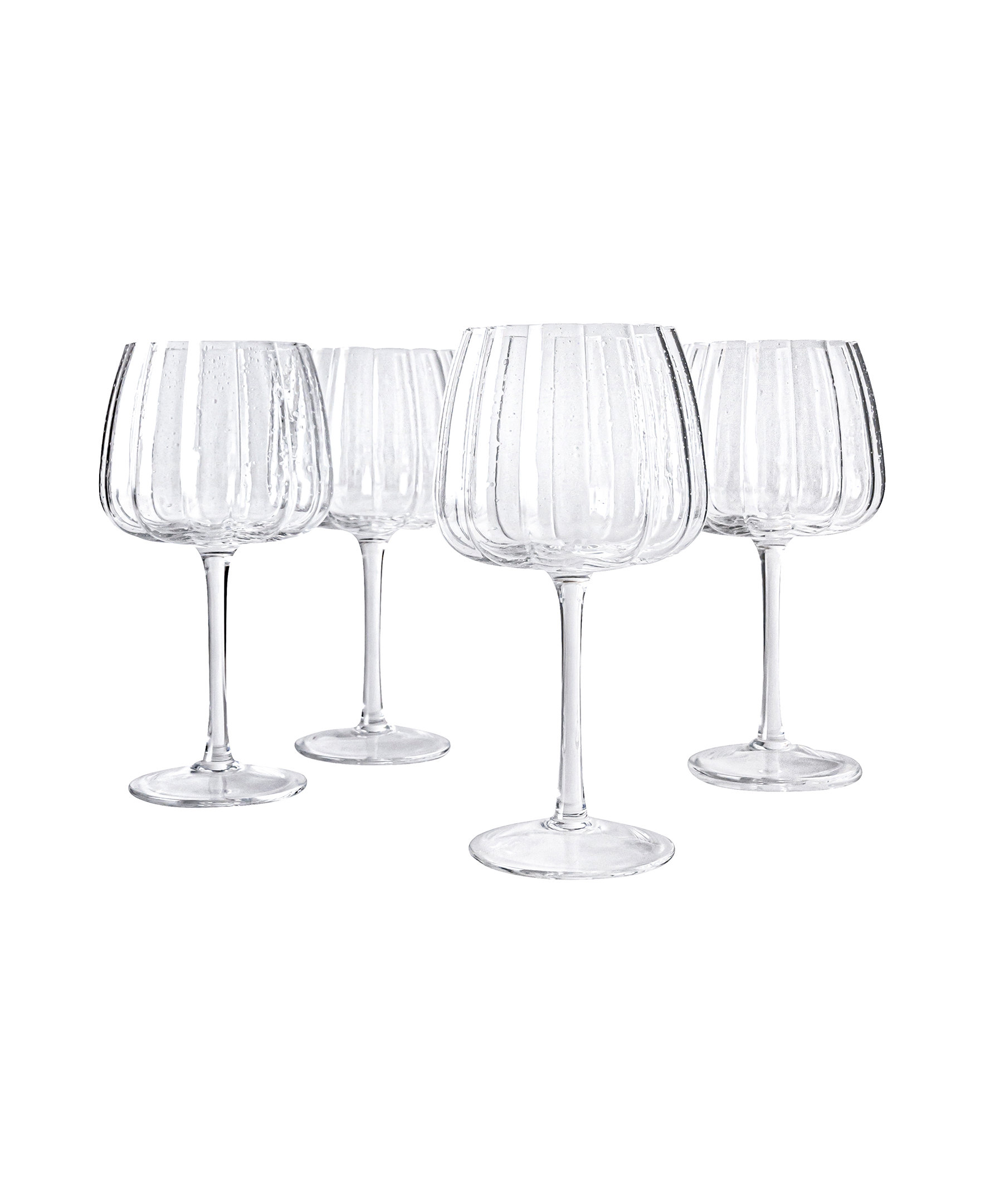 Set of 4 Vintage Crystal Wine Glasses Wide Mouth Goblet