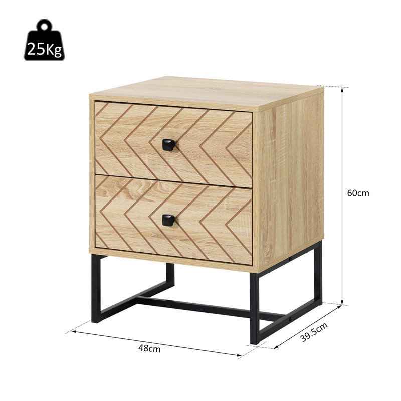 Hassin 48cm W Steel Bedside Table