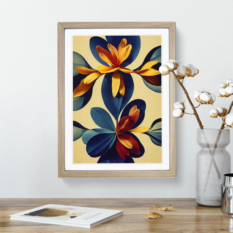 Cool Flowers - Single Picture Frame Print, 34cm H x 25cm W x 2cm D, Oak