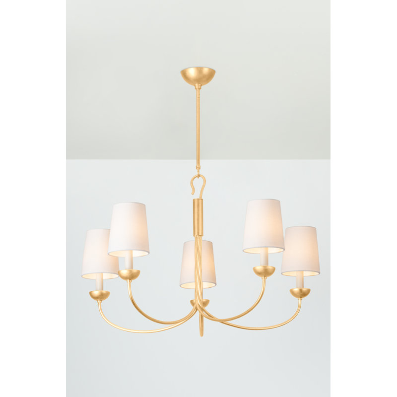 Lustre 5 lumières Montpelier, Laiton vieilli / sable doux