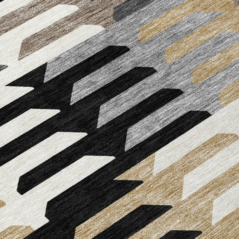 Machine Washable Indoor/Outdoor Aten ACN2328 Geometric Rug, Rectangle 3' x 5'