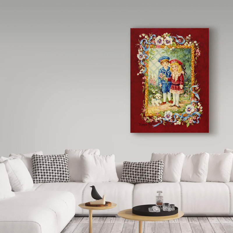 « victorian children », reproduction de peinture à l’acrylique sur toile tendue, H 47 po x l 35 po x P 2 po