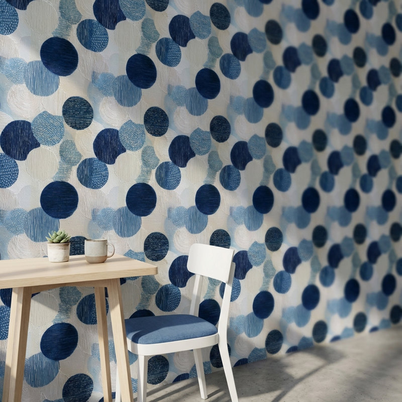 Papier peint géométrique, cercles abstraits, décoration murale, Non tissé, non collé