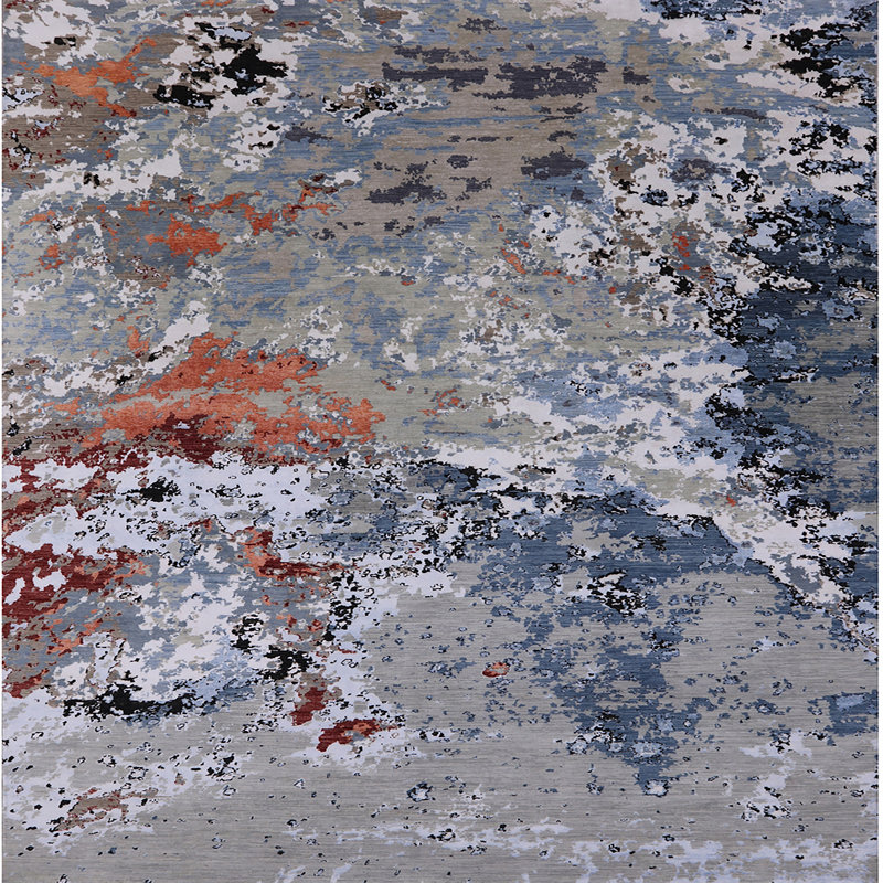 Tapis abstrait gris, Carré 6 pi