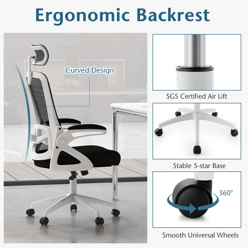Fauteuil de bureau ergonomique avec support lombaire réglable 