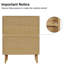 Commode 3 tiroirs pour la chambre à coucher, commode en bois massif de commode en rotin, rangement spacieux avec poignées en métal, pour le couloir de la chambre à coucher, Oaken
