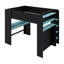 Lit superposé double en bois pleine grandeur avec bureau à hauteur réglable, garde-robe, rangement spacieux et lumière RVB-826920814