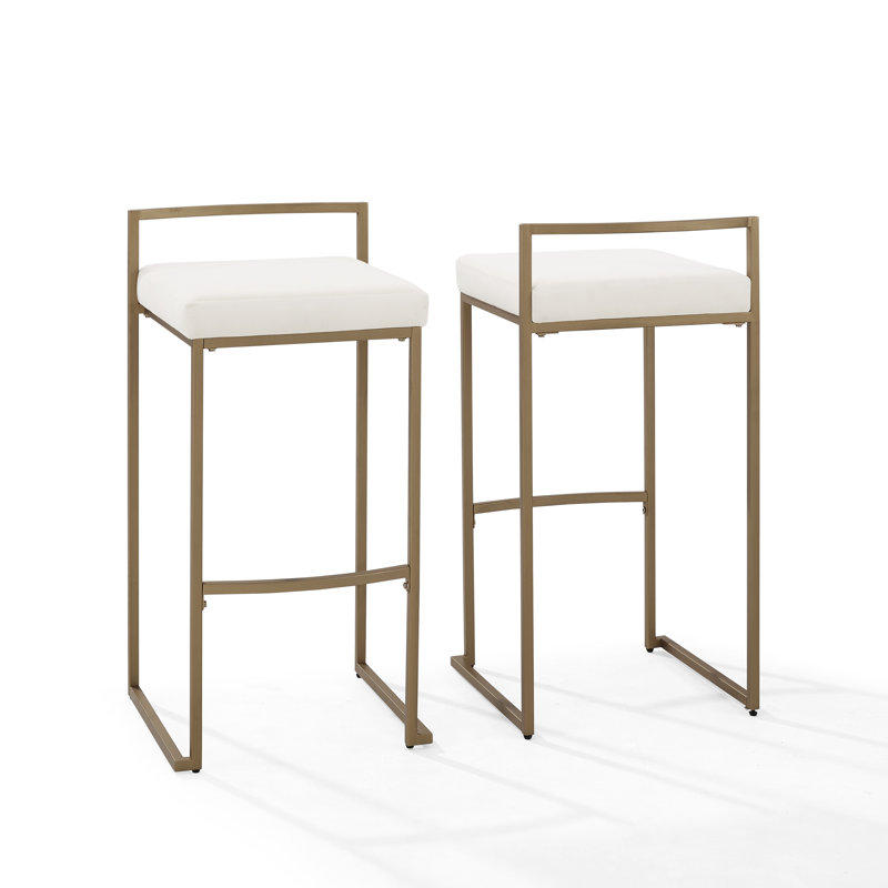 Progreso Upholstered Counter Stool with Metal Frame, Cream, Bar Stool (30.13" Seat Height)