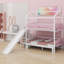 Lit superposé de style maisonnette avec glissade, escalier de rangement et garde-corps de sécurité-1994098356
