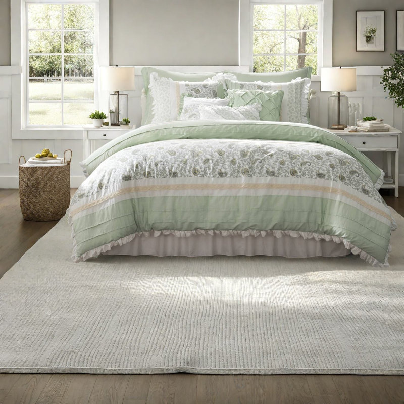de literie en coton de qualité supérieure, édredon vert sauge