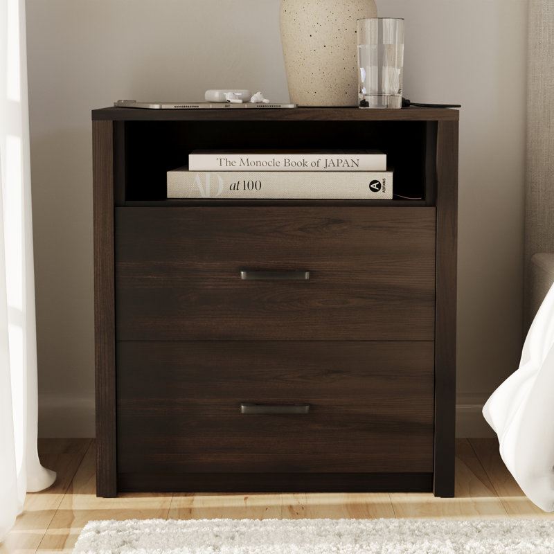 23” 2 Drawer Nightstand with Finished Back, Espresso