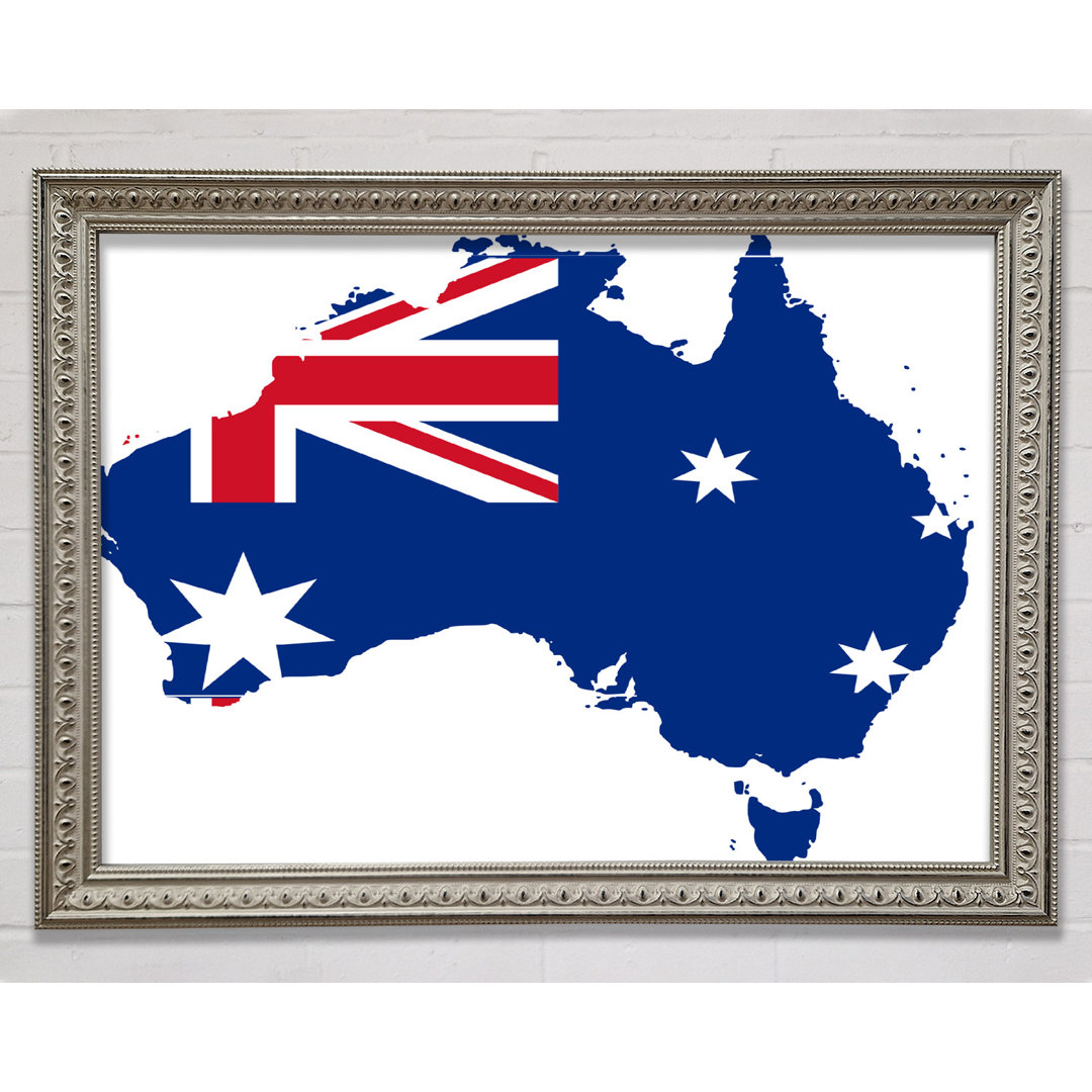 Australien Flagge Karte Gerahmter Druck