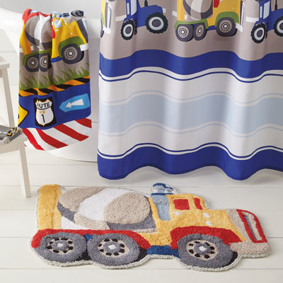 Trains And Trucks Cotton Bath Rug
