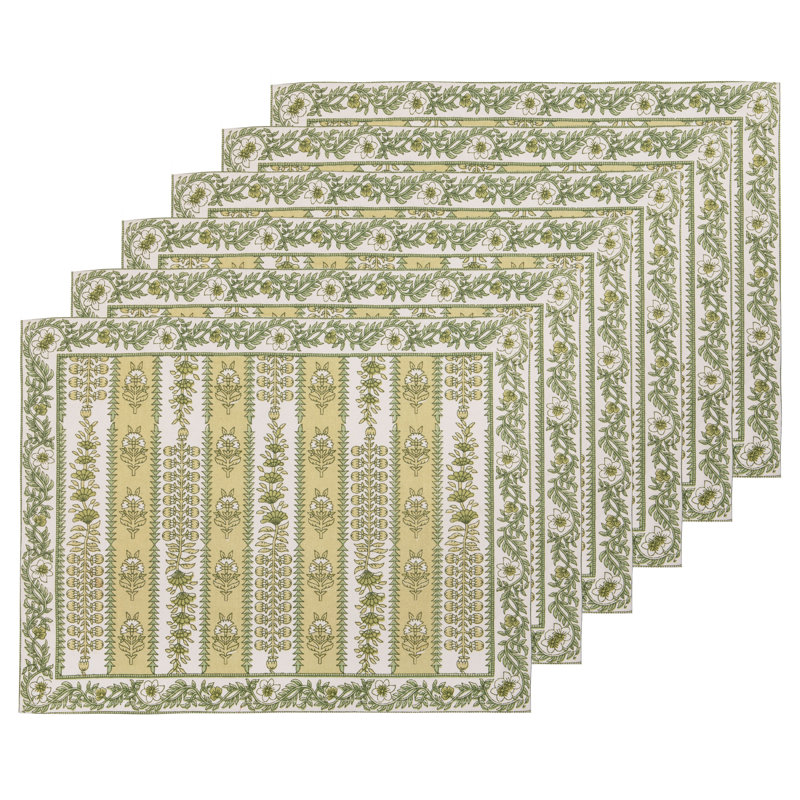 Avignon 100% Cotton Rectangle Placemats, Pistache