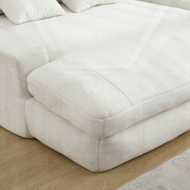 Canapé paresseux en chenille 2 places avec 5 coussins de dossier, Blanc