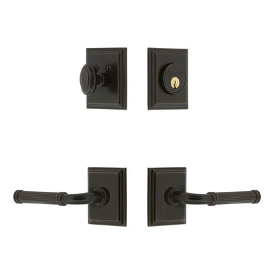 Carre Square Rosette Complete Entry Set with Single Cylinder Deadbolt and Soleil Lever