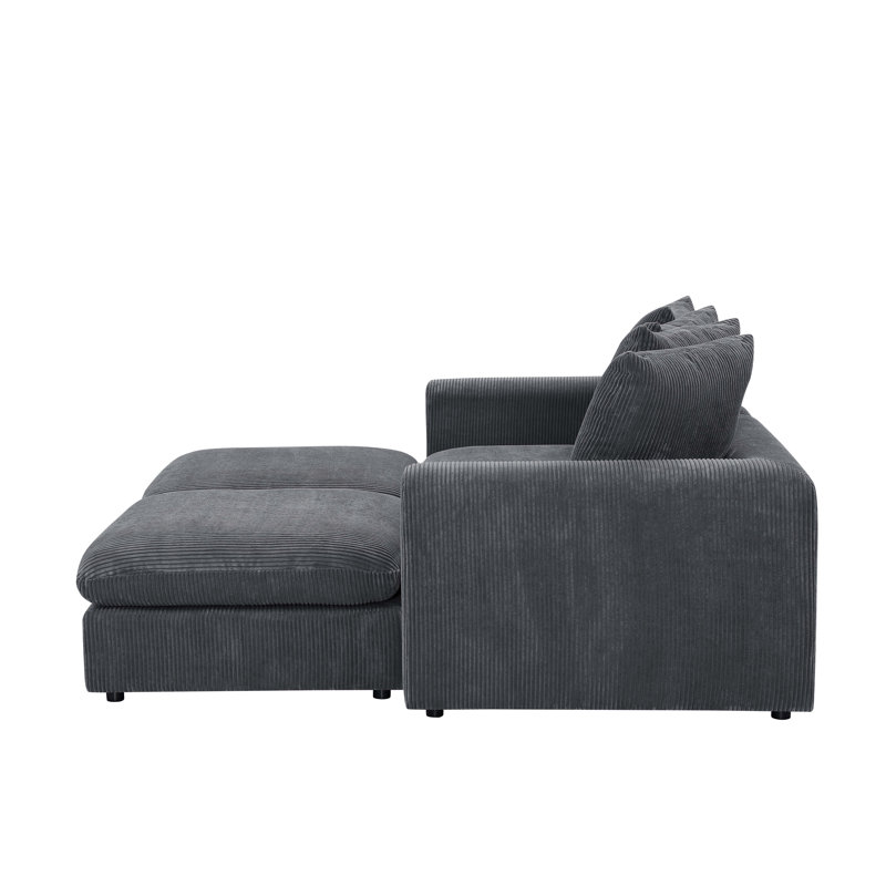 Canapé modulaire rembourré 4 pièces Bensu, Velours côtelé gris foncé