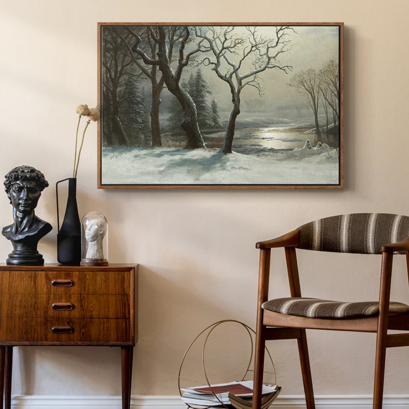 Paysage rétro - Mix, Toile encadrée noyer flottant, H 27 po x l 41 po x P 2 po