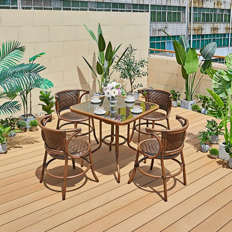 Rattan patio table and chair combination