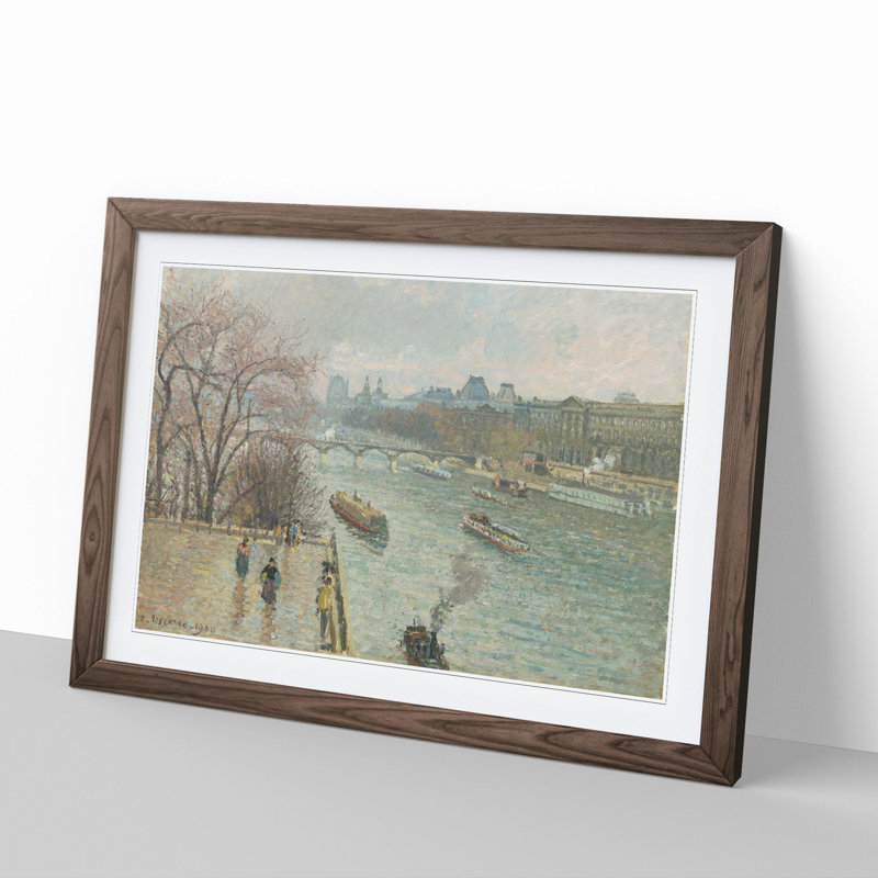 Afternoon Rainy Weather by Camille Pissarro - Picture Frame Painting, 36cm H x 48cm W x 2cm D, Walnut Framed