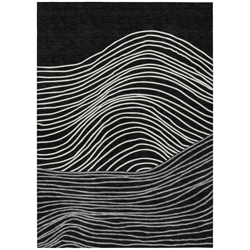 Machine Washable Indoor/Outdoor Buster ACN2350 Stripes Rug, Rectangle 3' x 5'