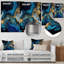 Géode abstraite or et marbre bleu IV - décoration murale abstraite en marbre en métal-113370895