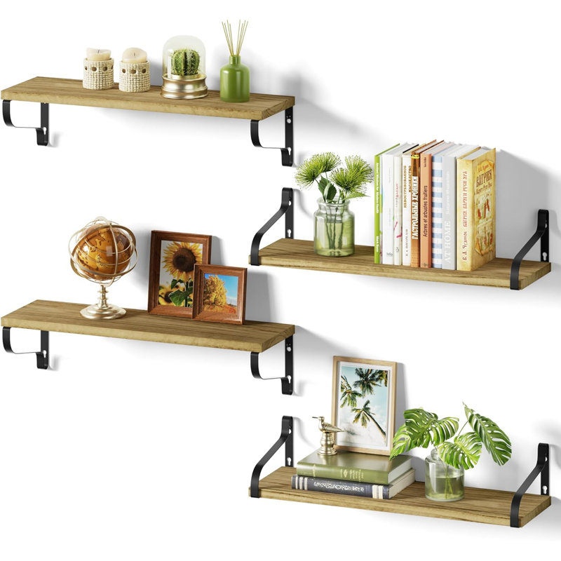 Yenesis 4 Piece Bracket Shelf, Natural/Black