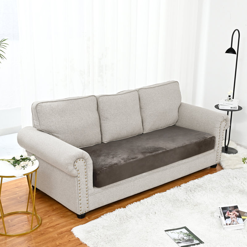 Housse pour canapé à coussins carrés/rectangulaires, Mélange de polyester kaki