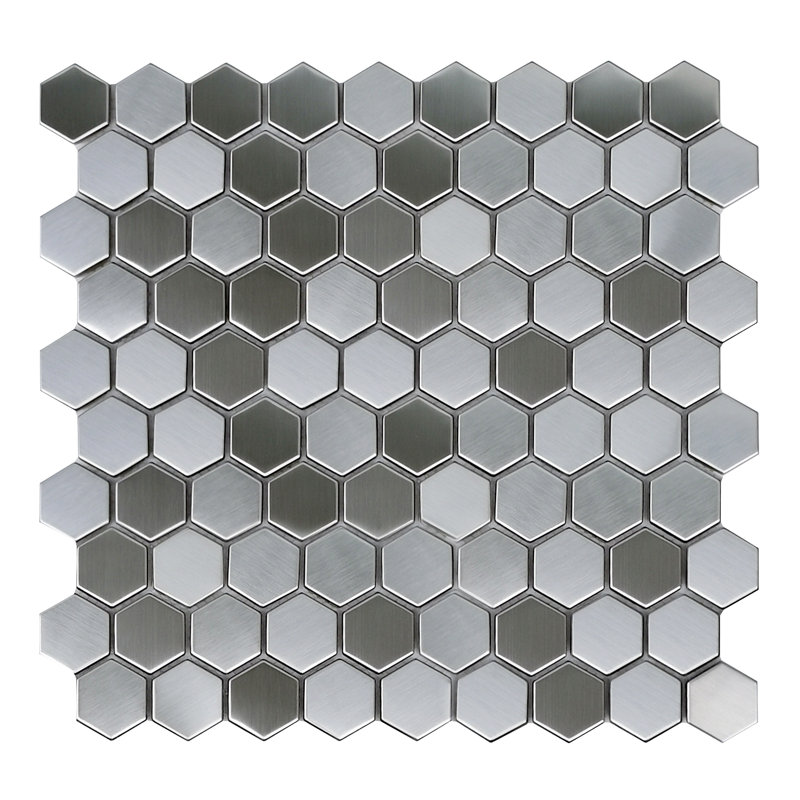 Carreau de mosaïque mural en acier inoxydable nid d'abeille 1,2 po x 1,2 po Latium