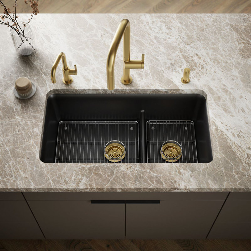 Cairn Smart Divide 33-1/2" Undermount Kitchen Sink, Black