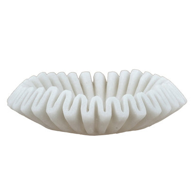 Bol de centre de table Wabi-Sabi - sable ondulé et résine de 13,5 po avec finition texturée blanche pour un décor côtier printanier