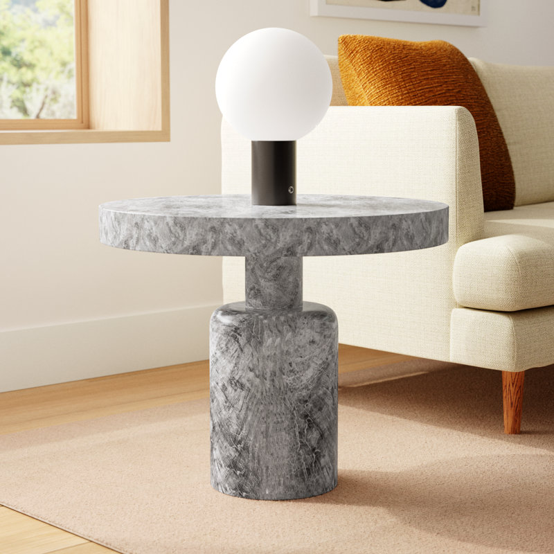 Annika Concrete Top End Table - Grey