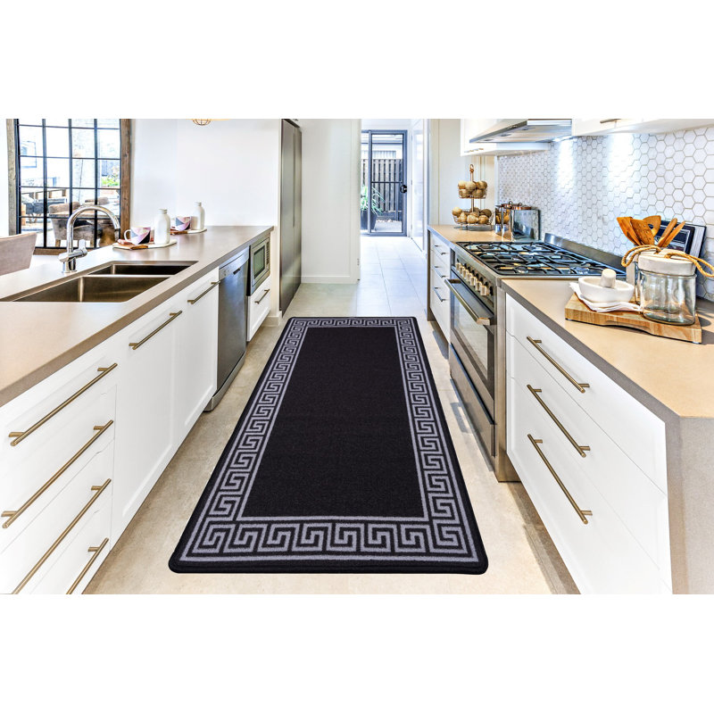 Jaqueline Non-Slip Indoor Doormat, Black/Grey, 67 x 220cm