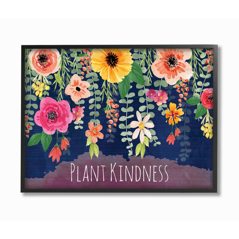 «Plant Kindness Colorful Falling», impression sur toile, H 16 po x l 20 po, Giclée encadrée noir minuit