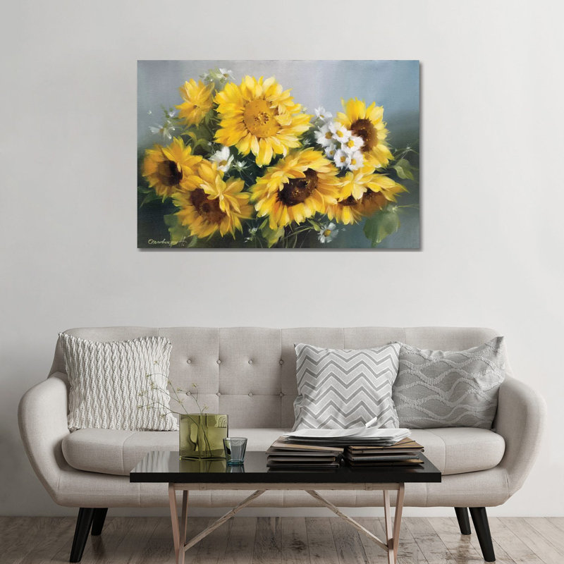 "Tournesols" par Natalia Arlouskaya, reproduction d’art, Toile tendue, Pas de tapis, H 32 po x l 48 po x P 1,5 po