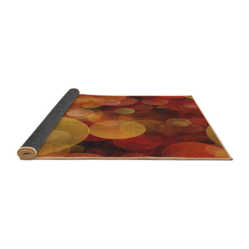 Tapis orange à motif géométrique, Rond 7 pi